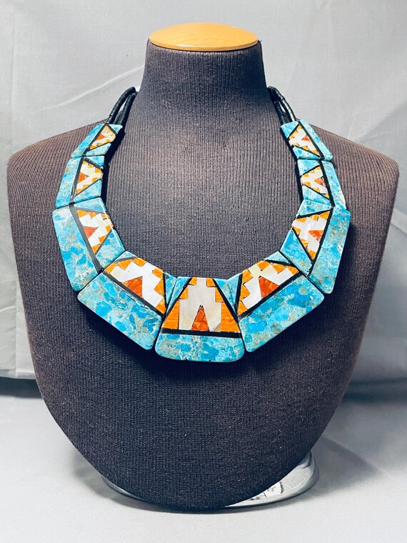 Native American Intricate Sanrto Domingo Turquoise Inlay Shell Sterling Silver Earrings Native American Intricate Sanrto Domingo Turquoise Inlay Shell Sterling Silver Earrings