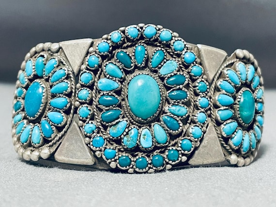 Museum Vintage Native American Navajo Turquoise Teardrop Sterling Silver Bracelet Old Museum Vintage Native American Navajo Turquoise Teardrop Sterling Silver Bracelet Old
