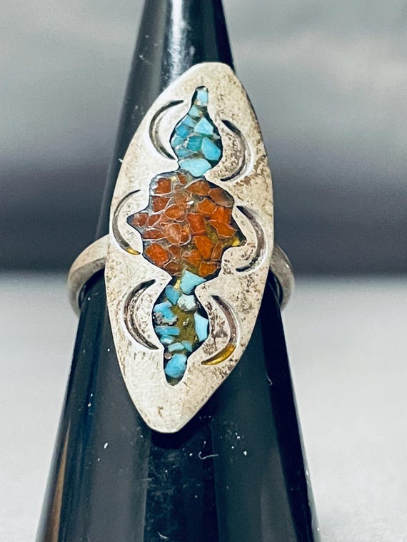 Important Vintage Native American Navajo Damale Turquoise Sterling Silver Ring Old Important Vintage Native American Navajo Damale Turquoise Sterling Silver Ring Old