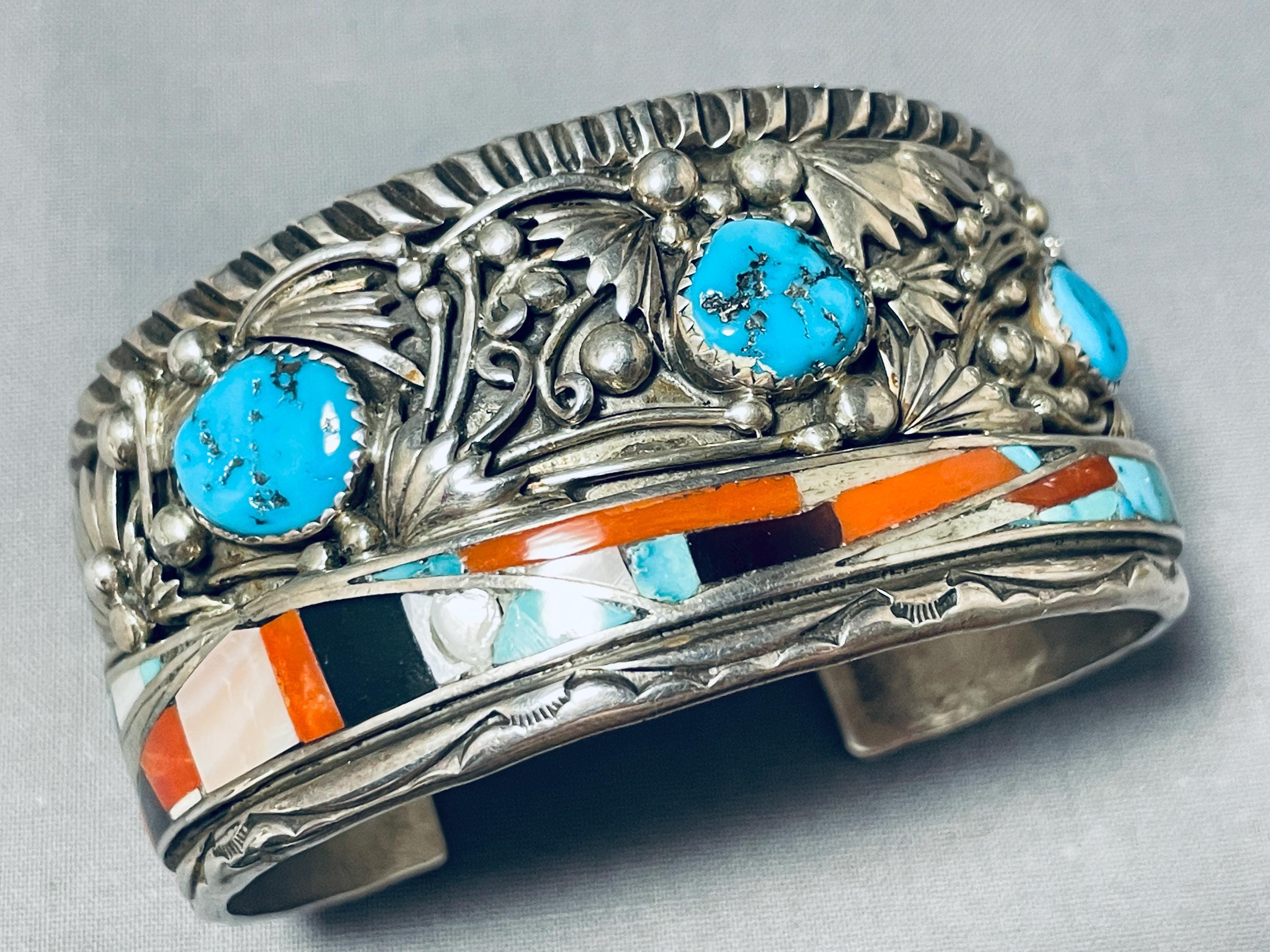 Melv Thompson Native American Navajo Royston Turquoise Sterling Silver Necklace Melv Thompson Native American Navajo Royston Turquoise Sterling Silver Necklace