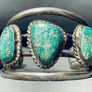 Rare Gilbert Mine Vintage Native American Navajo Turquoise Sterling Silver Bracelet Old Rare Gilbert Mine Vintage Native American Navajo Turquoise Sterling Silver Bracelet Old