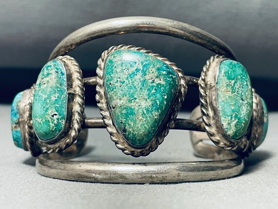 Rare Gilbert Mine Vintage Native American Navajo Turquoise Sterling Silver Bracelet Old Rare Gilbert Mine Vintage Native American Navajo Turquoise Sterling Silver Bracelet Old