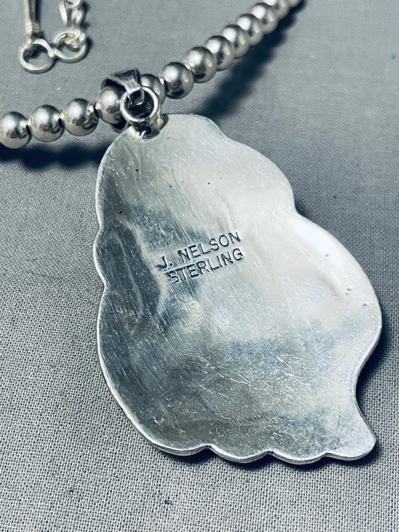 Jerr Nelson Native American Navajo Turquoise Sterling Silver Paw Necklace Jerr Nelson Native American Navajo Turquoise Sterling Silver Paw Necklace