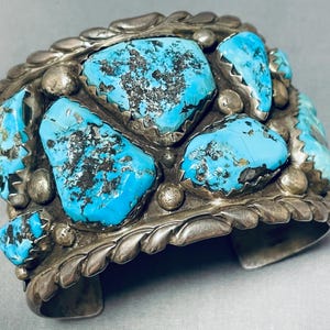 Best Gene Yvonne Mahooty Vintage Native American Zuni Turquoise Sterling Silver Bracelet Best Gene Yvonne Mahooty Vintage Native American Zuni Turquoise Sterling Silver Bracelet