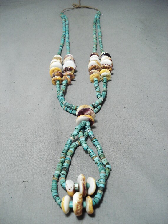 Native American Chunky Vintage Santo Domingo Royston Turquoise Sterling Silver Necklace Old Native American Chunky Vintage Santo Domingo Royston Turquoise Sterling Silver Necklace Old
