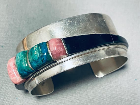 6 Inch Wrist Vintage Native American Navajo Signed Turquoise