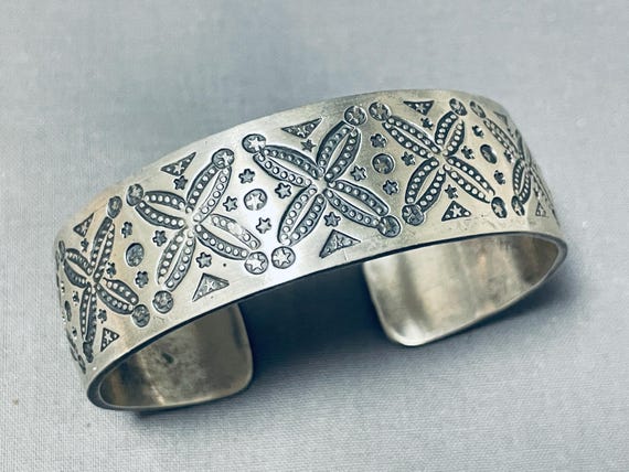 Stampwork Master Gary Reeves Vintage Native American Navajo Sterling Silver Bracelet Stampwork Master Gary Reeves Vintage Native American Navajo Sterling Silver Bracelet