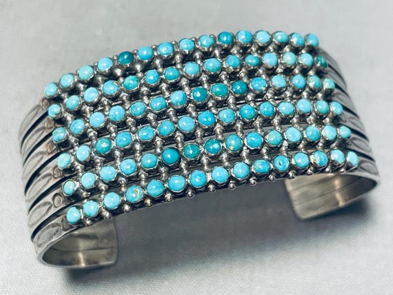 Important Vintage Native American Zuni Turquoise Snake Sterling Silver Bracelet Important Vintage Native American Zuni Turquoise Snake Sterling Silver Bracelet