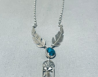 Favolosa collana in argento sterling turchese Navajo Bisbee dei nativi americani - Fai un'offerta!