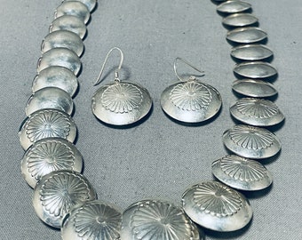 Unforgettable Native American Navajo Sterling Silver Necklace And Earrings Set - Make An Offer!