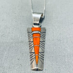 Fabulous Vintage Native American Navajo Coral Sterling Silver Necklace Make An Offer image 2