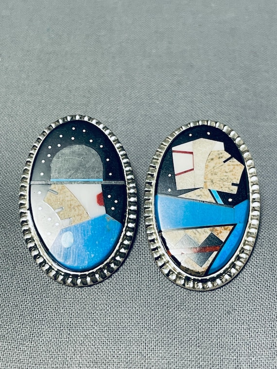 Important Vintage Native American Zuni Julie Lahi Sun Turquoise Coral Sterling Silver Bracelet Important Vintage Native American Zuni Julie Lahi Sun Turquoise Coral Sterling Silver Bracelet