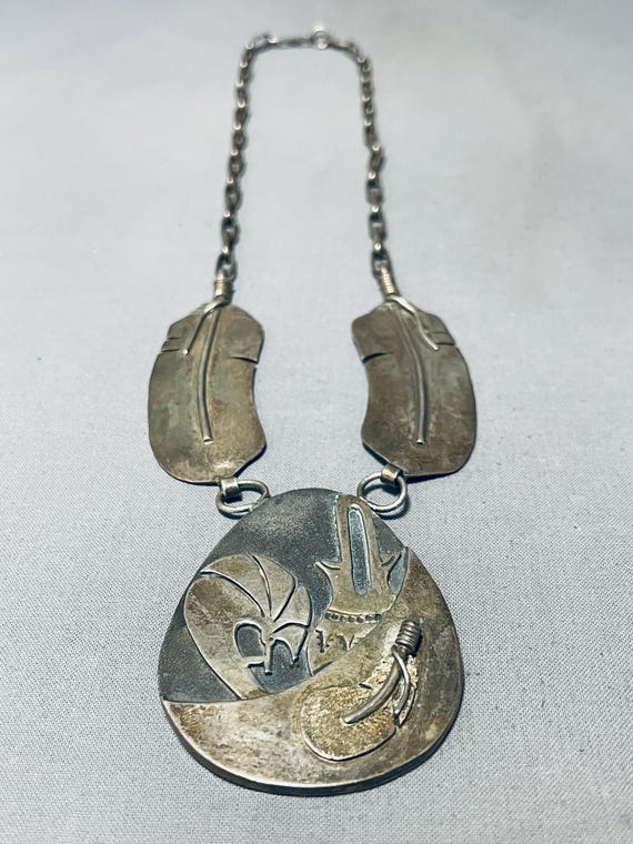 Important Walt Vandever Vintage Native American Navajo Sterling Silver Necklace Important Walt Vandever Vintage Native American Navajo Sterling Silver Necklace
