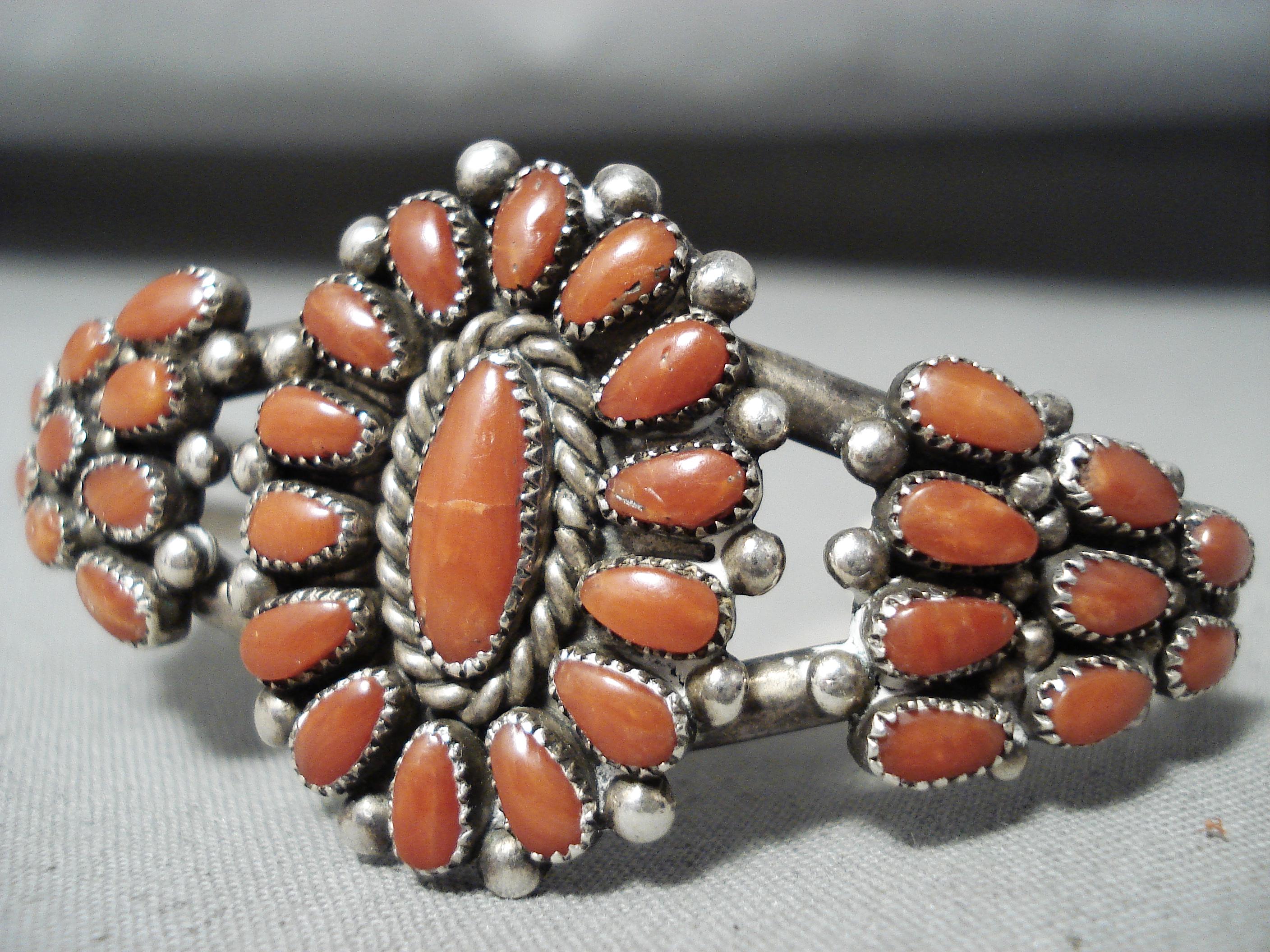Alice Quam Authentic Vintage Native American Zuni Coral Sterling
