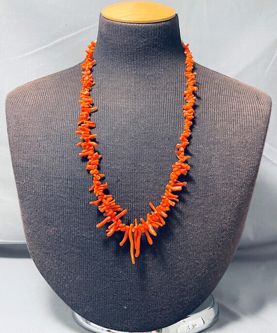 Native American Superior Vintage Santo Domingo Coral Goldfill Necklace Native American Superior Vintage Santo Domingo Coral Goldfill Necklace