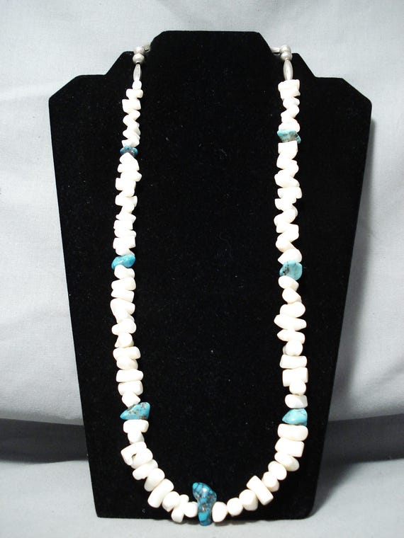 Incredible Vintage Native American Navajo White Coral Sterling Silver Necklace Incredible Vintage Native American Navajo White Coral Sterling Silver Necklace