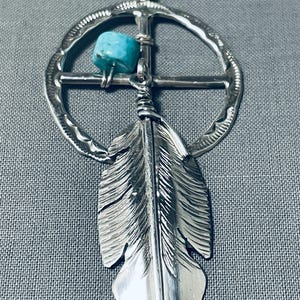 Ben Begaye (d.) Vintage Native American Navajo Turquoise 4 Directions Sterling Silver Pendant Ben Begaye (d.) Vintage Native American Navajo Turquoise 4 Directions Sterling Silver Pendant