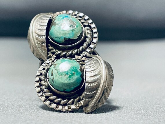 Colossal & One Of Buggest Ever Vintage Navajo Carico Lake Turquoise Native American Jewelry Silver Ring Colossal & One Of Buggest Ever Vintage Navajo Carico Lake Turquoise Native American Jewelry Silver Ring