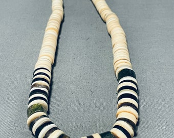 Native American Classic Vintage Santo Domingo Serpentin Muschel Sterling Silber Halskette – machen Sie ein Angebot!