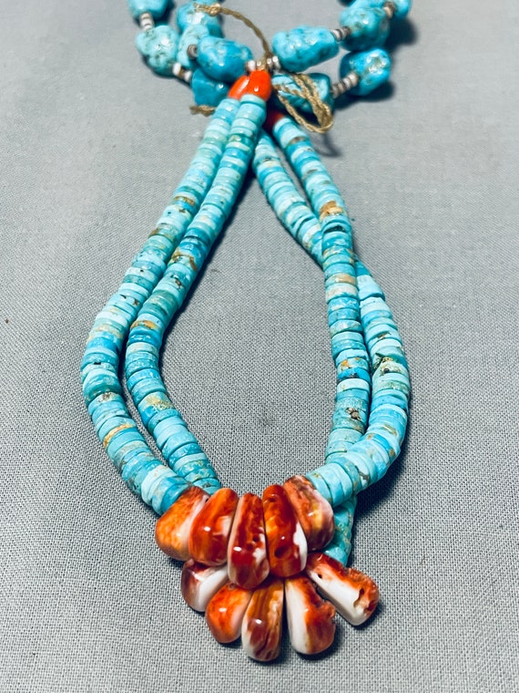 Astonishing Vintage Native American Navajo Kingman Turquoise Necklace With Jacla Astonishing Vintage Native American Navajo Kingman Turquoise Necklace With Jacla