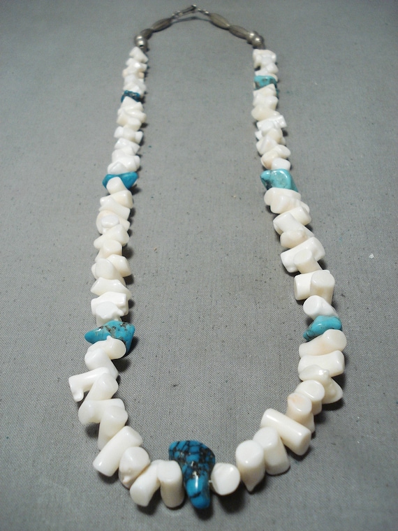 Unbelievable Vintage Native American Navajo Old Turquoise Coral Sterling Silver Necklace Unbelievable Vintage Native American Navajo Old Turquoise Coral Sterling Silver Necklace
