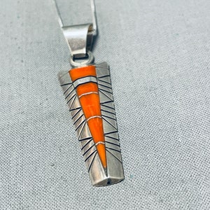 Fabulous Vintage Native American Navajo Coral Sterling Silver Necklace Make An Offer image 3