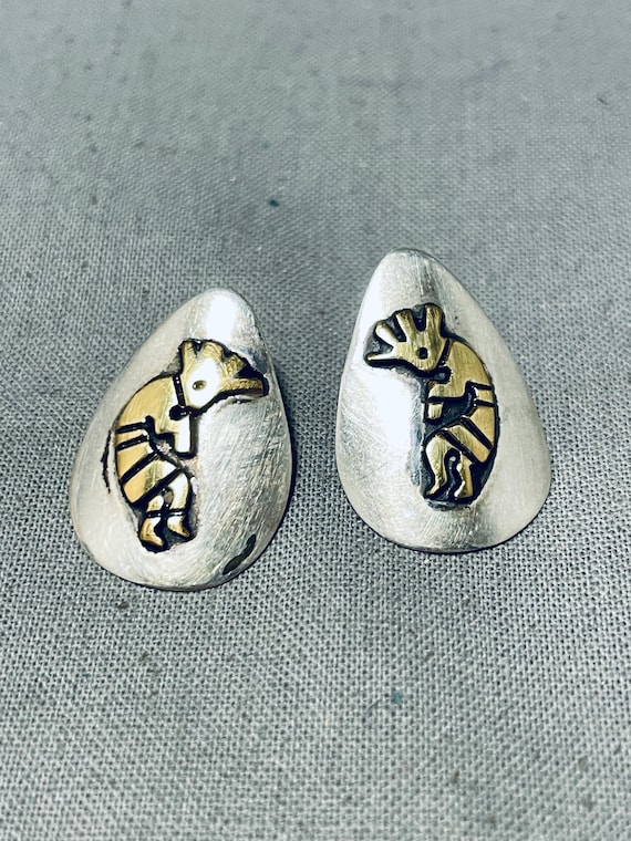 Important Native American Navajo Sterling Silver Kokopelli Earrings Important Native American Navajo Sterling Silver Kokopelli Earrings