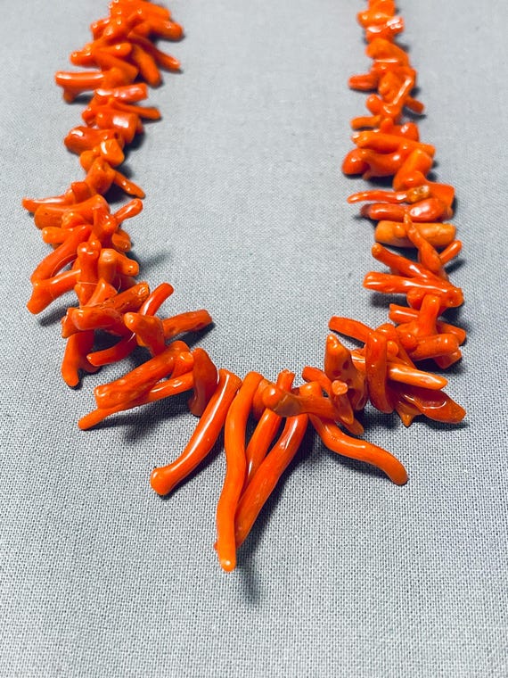 Native American Superior Vintage Santo Domingo Coral Goldfill Necklace Native American Superior Vintage Santo Domingo Coral Goldfill Necklace