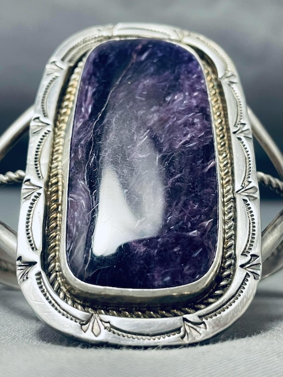 One Of The Finest Vintage Native American Navajo Charoite Sterling Silver Bracelet One Of The Finest Vintage Native American Navajo Charoite Sterling Silver Bracelet