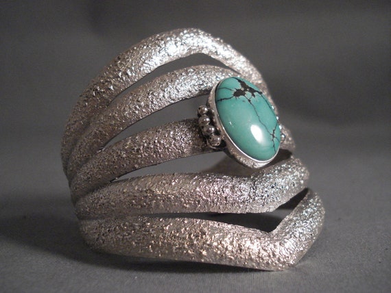 Quad Tier Navajo Spiderweb Turquoise Native American Jewelry Silver Navajo Heavy Bracelet Quad Tier Navajo Spiderweb Turquoise Native American Jewelry Silver Navajo Heavy Bracelet