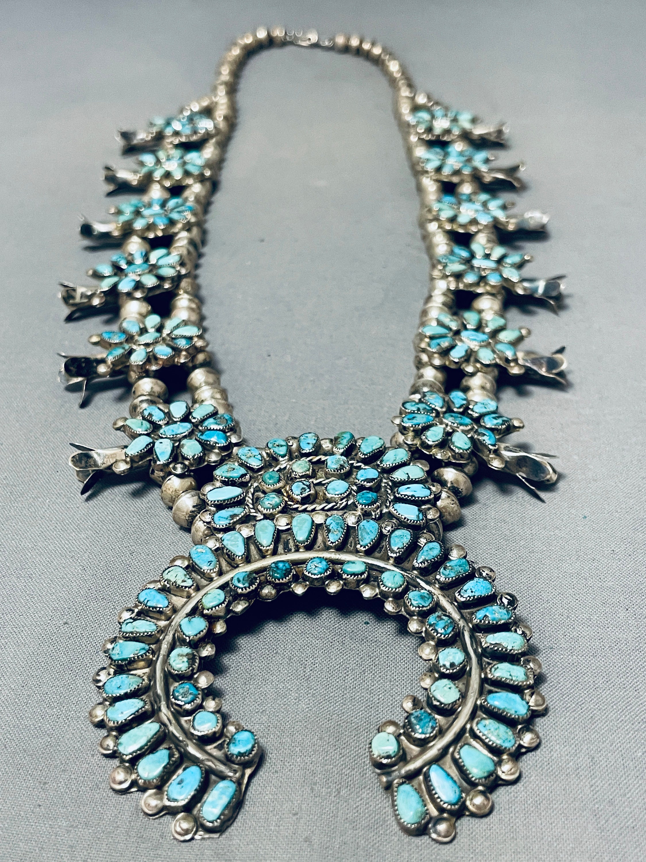 Gasp! Persin Turquoise Vintage Native American Navajo Sterling Silver Squash Blossom Necklace Gasp! Persin Turquoise Vintage Native American Navajo Sterling Silver Squash Blossom Necklace