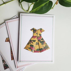 Robe d’été origami carte | Carte faite main, conception originale