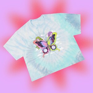 Psychedelic Gemini Butterfly Tie Dye Crop Top