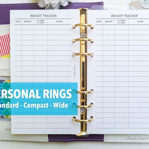 PRINTED Weight Tracker - Weight Loss / Gain Journal - Health Wellness Insert - PERSONAL Standard/Wide/FC Compact P56