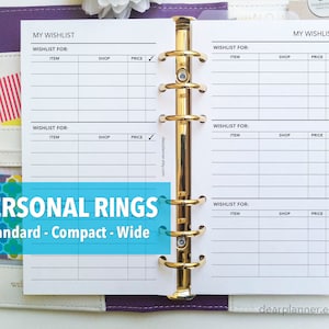 PRINTED Wishlist Tracker - Things to buy checklist - Choose general or category wishlist - Personal / Wide / Compact sizes - P46