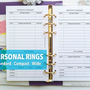 PRINTED Monthly Budget insert - Finance tracker pages - Personal / Wide / Compact sizes - Financial estimate tracker - P47