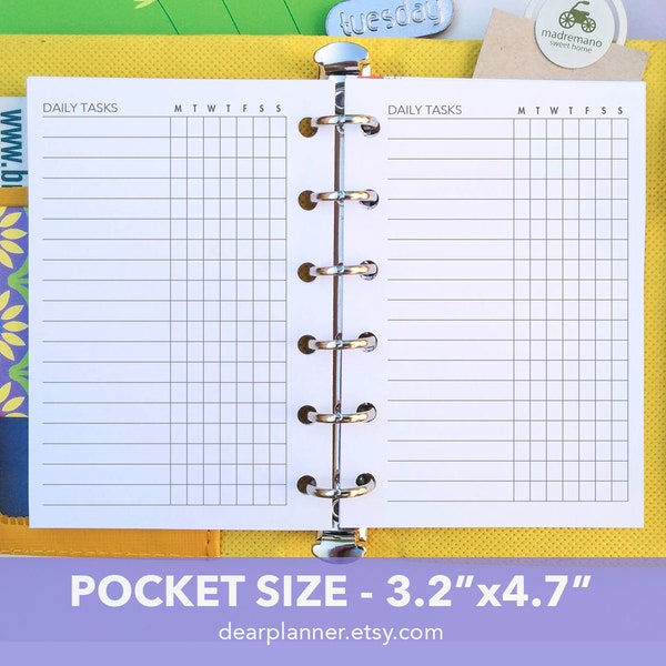 PRINTED Daily task tracker - Pocket habit tracker - Daily routine log - Weekly routine checklist - Pocket size planner refill - K-01