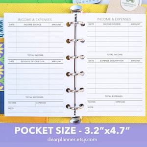 PRINTED Income expense tracker - Finance planner insert - Monthly financial tracker - Pocket size planner refill - K-16