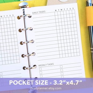 PRINTED Daily week routine planner insert - Routine checklist - Pocket size habit tracker - Pocket size planner refill - K-02