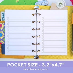 PRINTED Lined Checklist Insert - Pocket TO-DO Planner Insert - Lined ...