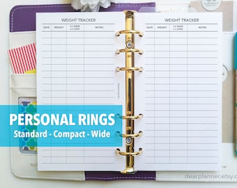 PRINTED Weight Tracker - Weight Loss / Gain Journal - Health Wellness Insert - PERSONAL Standard/Wide/FC Compact P56