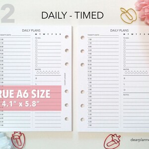 PRINTED A6 Daily Insert Timed - Undated Day on 1 page - DO1P planner refill -  Uncommon size insert - AS36