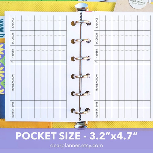 Printed Pocket Size Checkbook Register Style Inserts - Etsy