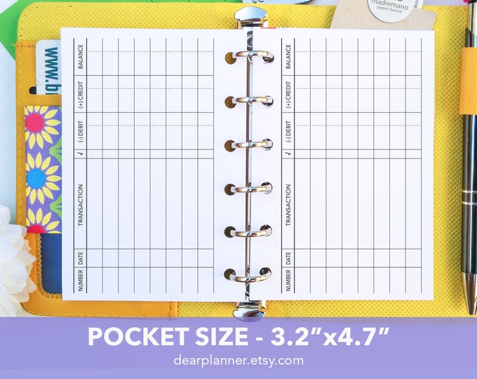 PRINTED Checkbook Register Inserts Check Book Tracker Bank Etsy