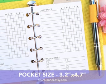 PRINTED Daily week routine planner insert - Routine checklist - Pocket size habit tracker - Pocket size planner refill - K-02