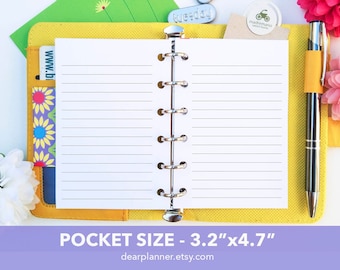 PRINTED Lined planner insert - Ruled paper for pocket size planner - Lined pages planner refill - Pocket size insert - K-08