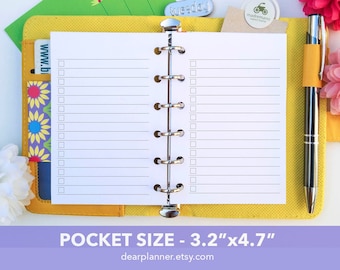 PRINTED Lined checklist insert - Pocket TO-DO planner insert - Lined pages planner refill - Notes to do insert - Pocket size insert - K-09