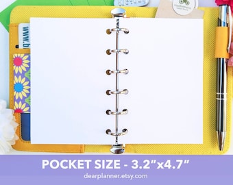 Recambios de tamaño de bolsillo en blanco, páginas de planificador sin forro, recambio de planificador de papel premium, inserciones de planificador de papel blanco normal, 25 hojas.