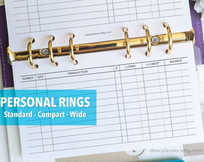 PRINTED Checkbook Register Inserts Check Book Record Tracker PERSONAL / Wide / Compact Sizes P35