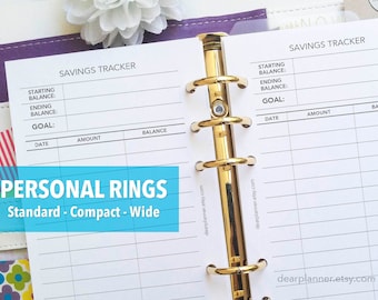 PRINTED Savings tracker - Budget planner - Money management insert - Financial insert - Personal / Wide / Compact sizes - P19